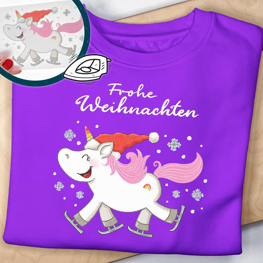 Bügelbild Weihnachts-Einhorn Mädchen