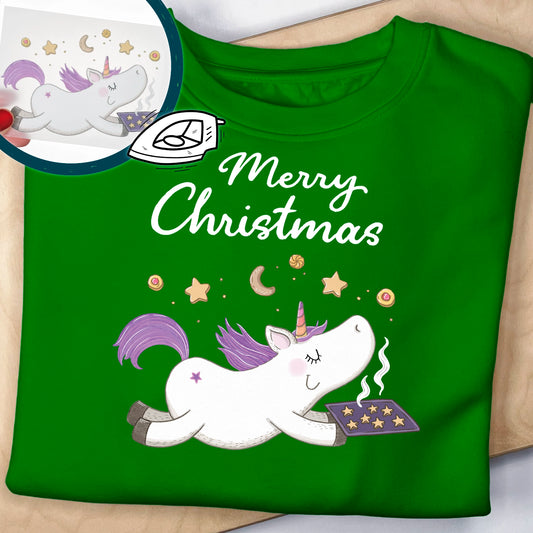 Bügelbild Weihnachts-Einhorn Mama