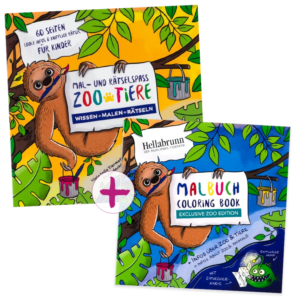 Bundle: Mal- und Rätselbuch "Zoo-Tiere" + Zoo-Malbuch "Tierpark Hellabrunn"