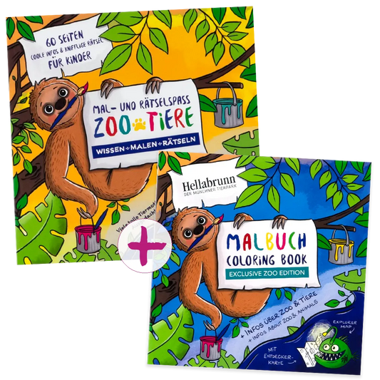 Bundle: Mal- und Rätselbuch "Zoo-Tiere" + Zoo-Malbuch "Tierpark Hellabrunn"