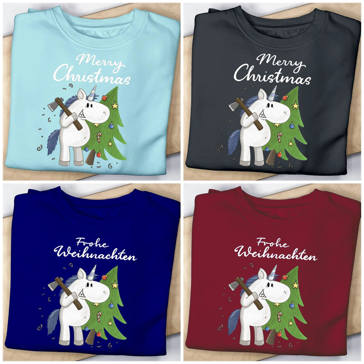Bügelbild Weihnachts-Einhorn Papa