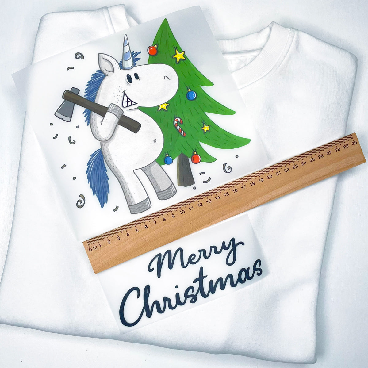 Bügelbild Weihnachts-Einhorn Papa