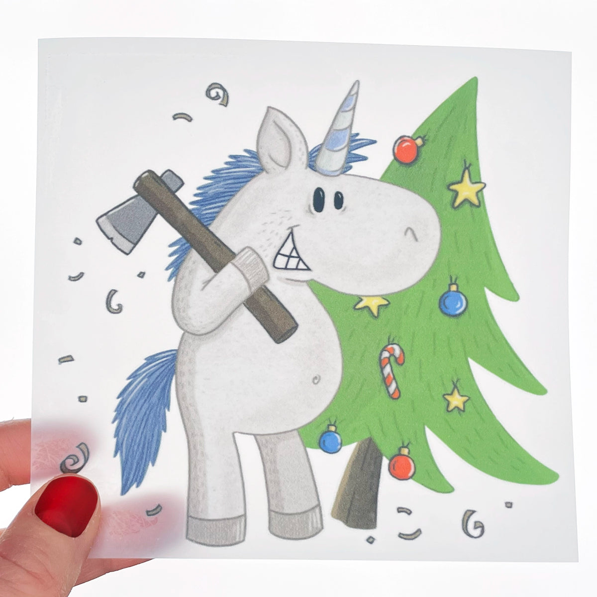 Bügelbild Weihnachts-Einhorn Papa