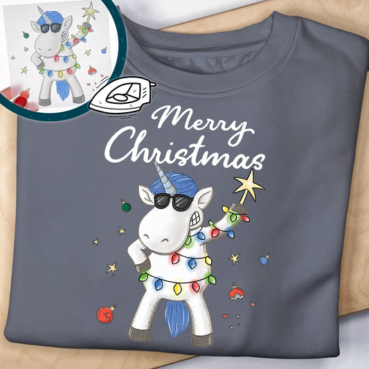 Bügelbild Weihnachts-Einhorn Junge