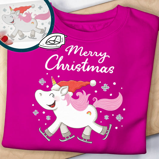 Bügelbild Weihnachts-Einhorn Mädchen