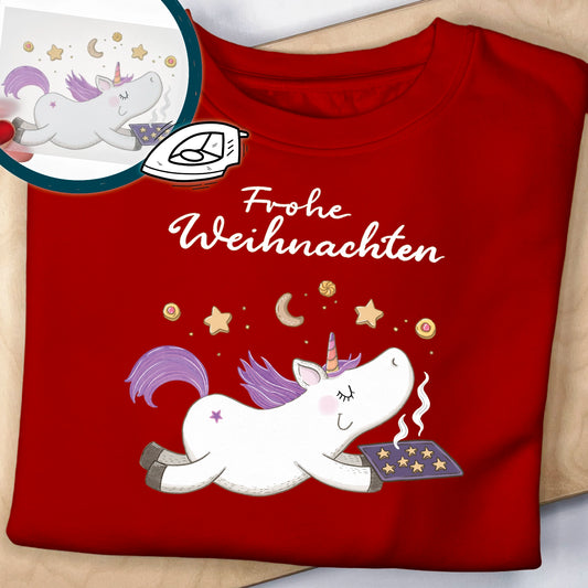 Bügelbild Weihnachts-Einhorn Mama
